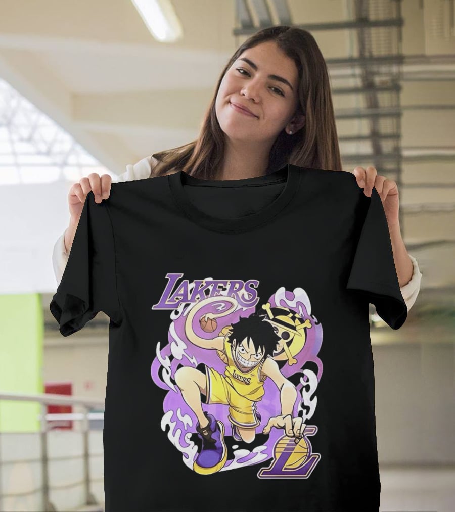 Luffy Lakers One Piece Basketball Anime T-Shirt
