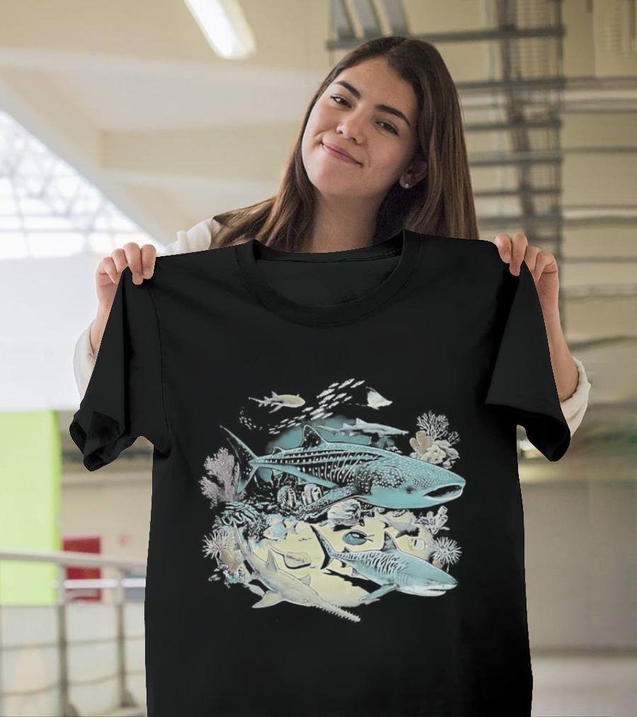 90s Sea Creatures Whale Shark Dolphin Vintage Style Aquatic Life T-Shirt