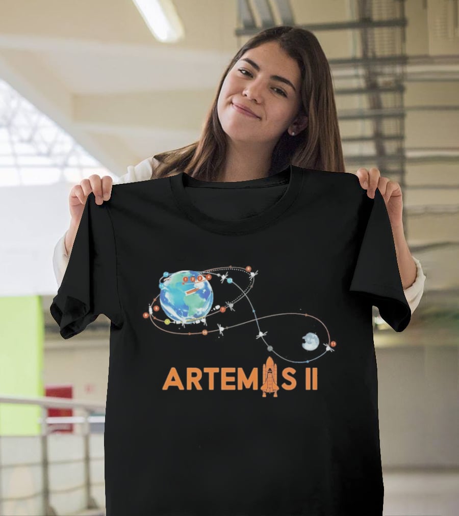 Artemis II Mission Schedule Earth To Moon Trajectory T-Shirt
