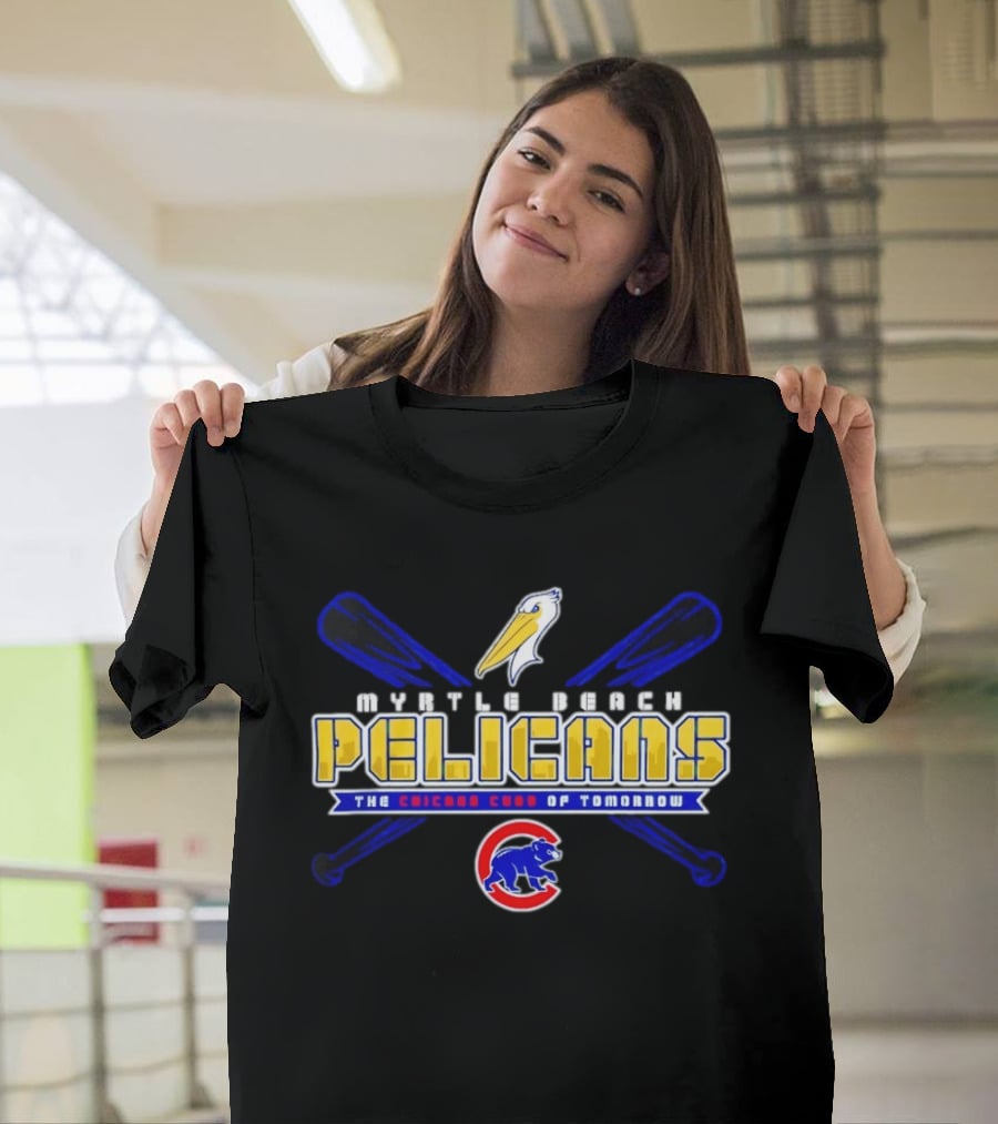 Myrtle Beach Pelicans Chicago Cubs Of Tomorrow Carolina Blue Bimm Ridder Affiliate T-Shirt