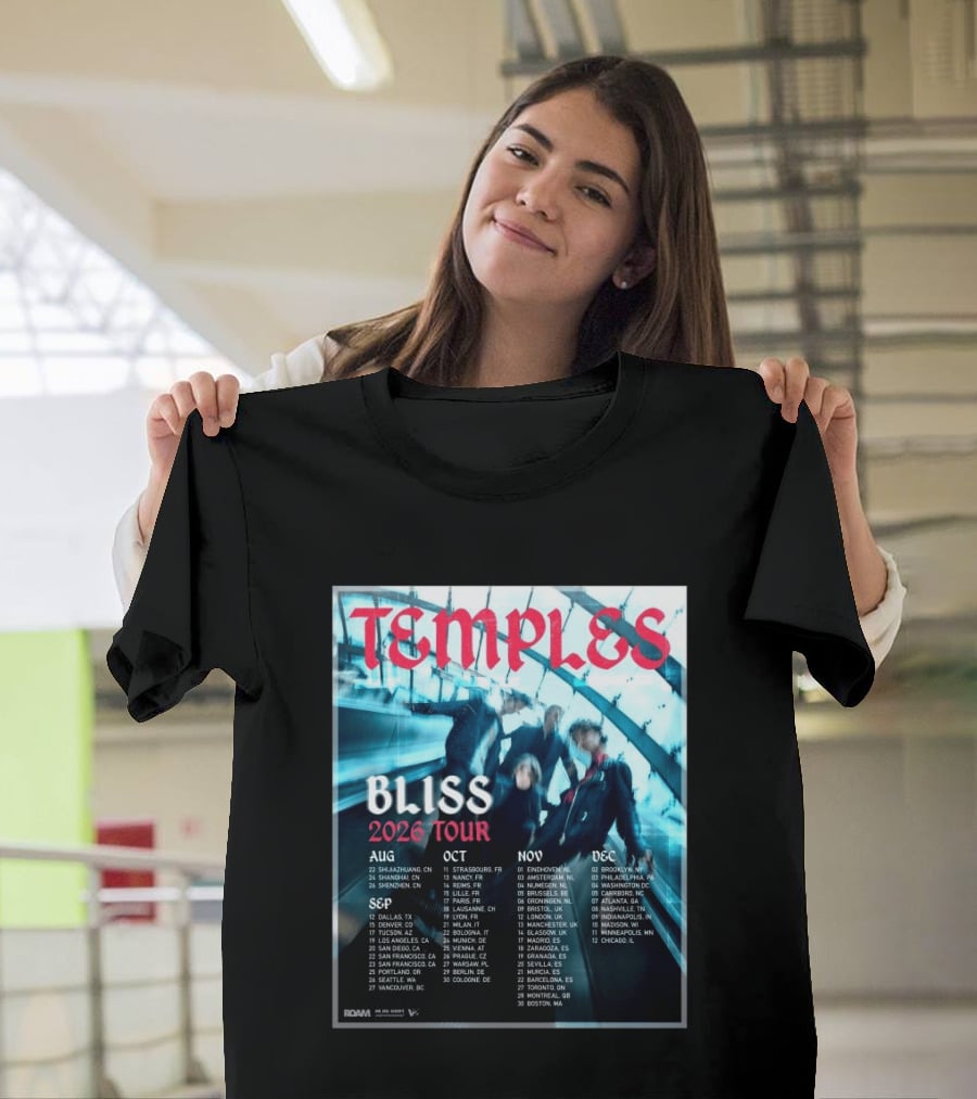 Temple Bliss 2026 Tour Dates August To December T-Shirt