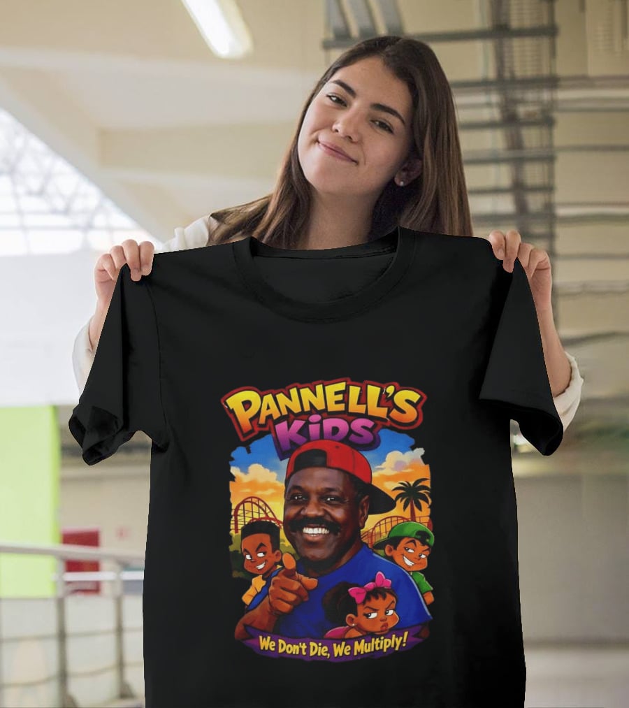 Pannell's Kids We Don't Die We Multiply Theme With Cartoon Characters And Amusement Park T-Shirt