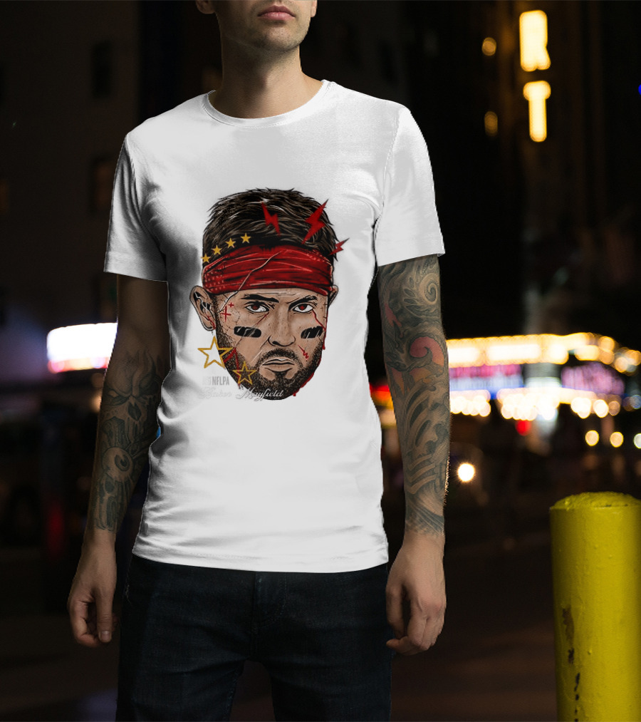 Baker Mayfield Red Bandana Star Lightning Face Paint T-Shirt