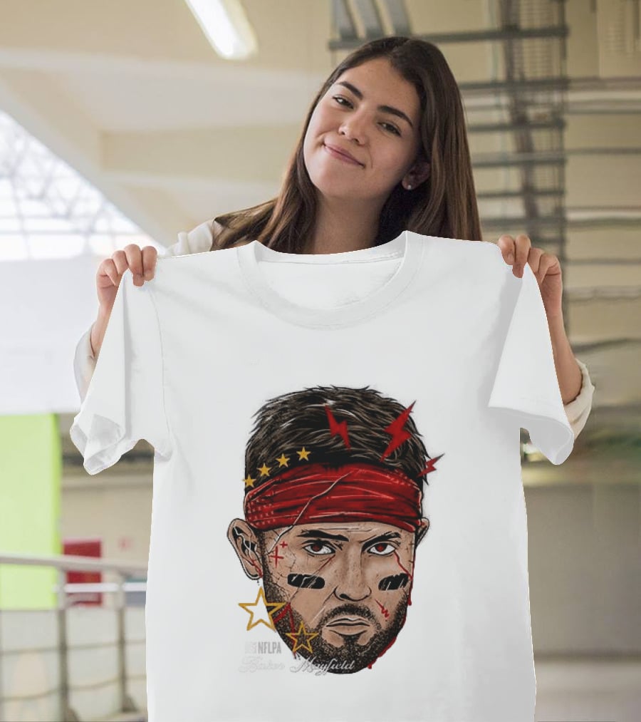 Baker Mayfield Red Bandana Star Lightning Face Paint T-Shirt