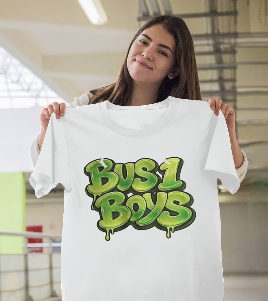 Bus 1 Boys Dripping Green Graffiti T-Shirt