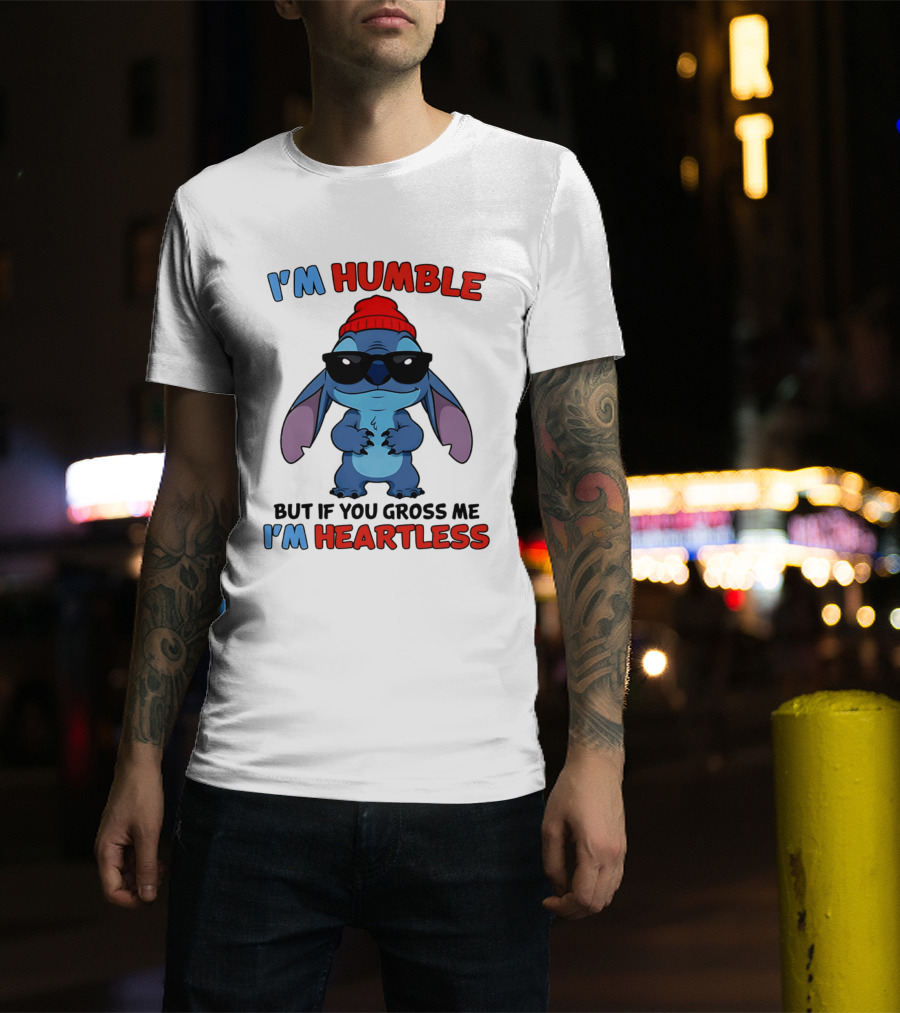 I'm Humble But If You Gross Me I'm Heartless Stitch Sunglasses Red Beanie T-Shirt