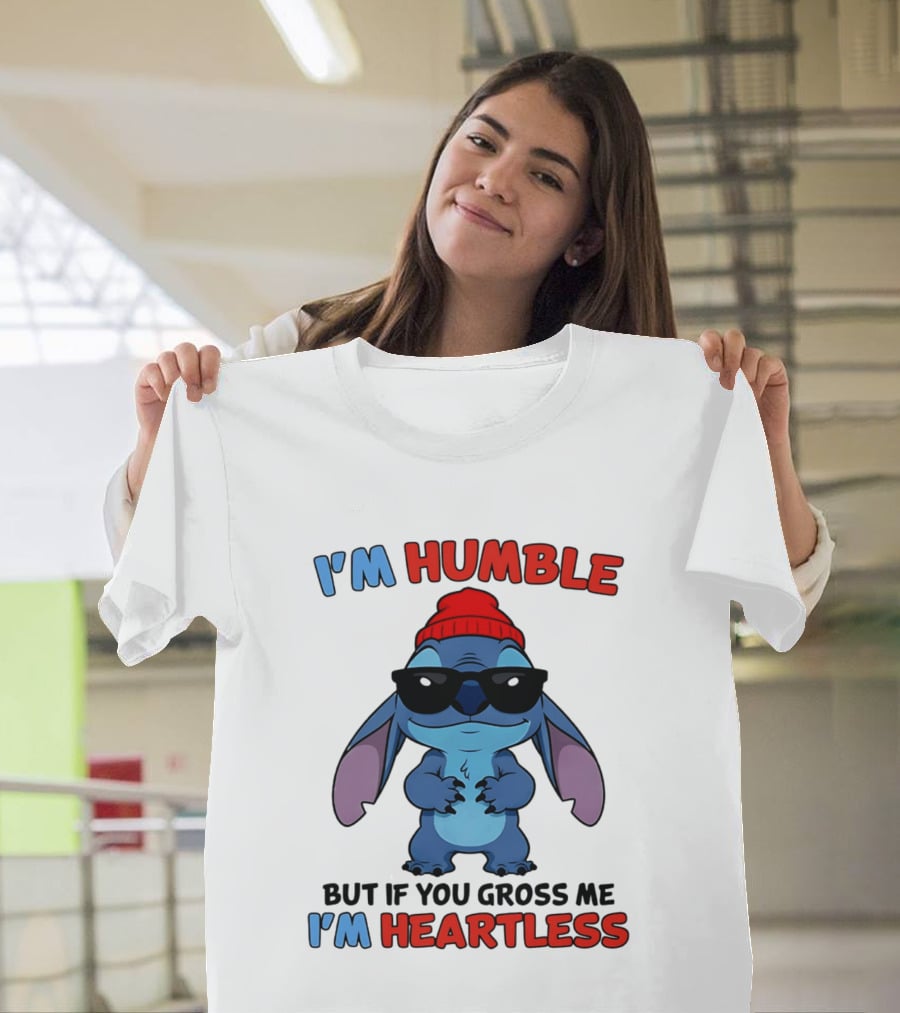 I'm Humble But If You Gross Me I'm Heartless Stitch Sunglasses Red Beanie T-Shirt