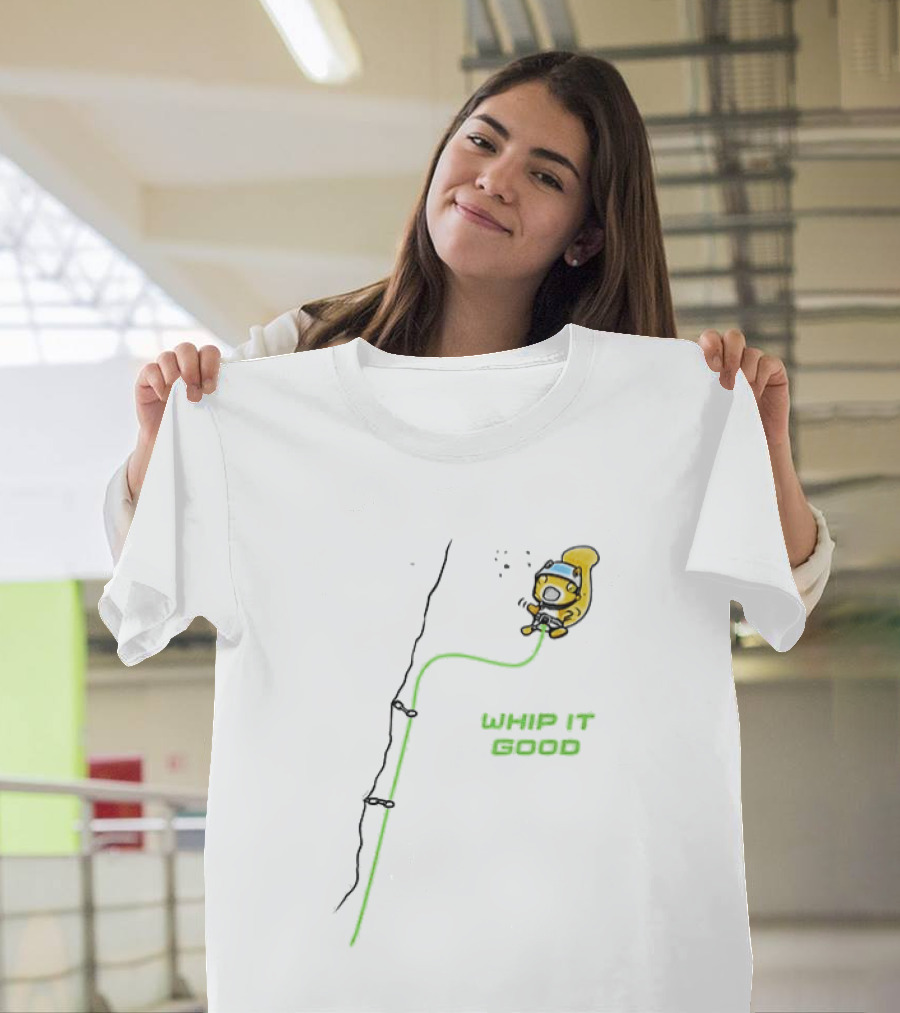 Whip It Good Rock Climbing Squirrel Adventure T-Shirt