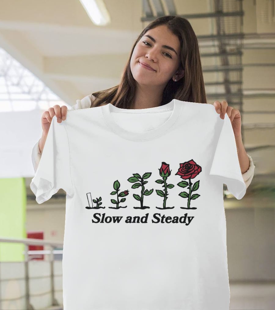 Slow And Steady Rose Growth Progression With Ladybug T-Shirt