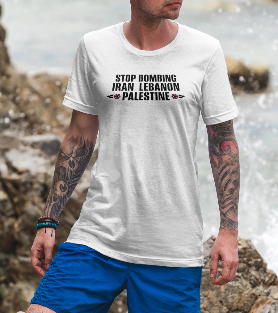 Stop Bombing Iran Lebanon Palestine Poppy Flowers T-Shirt