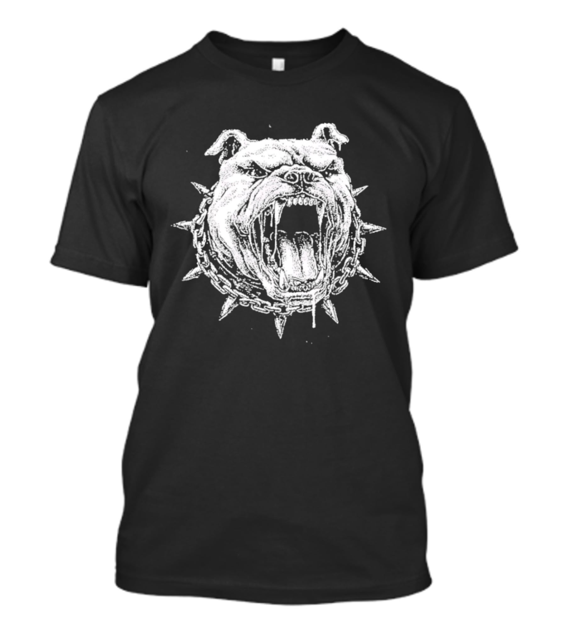 Aggressive Bulldog Head Spiked Collar Fierce Canine T-Shirt
