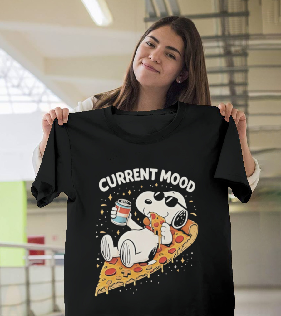 Current Mood Snoopy Relaxing Eating Pizza On A Slice T-Shirt