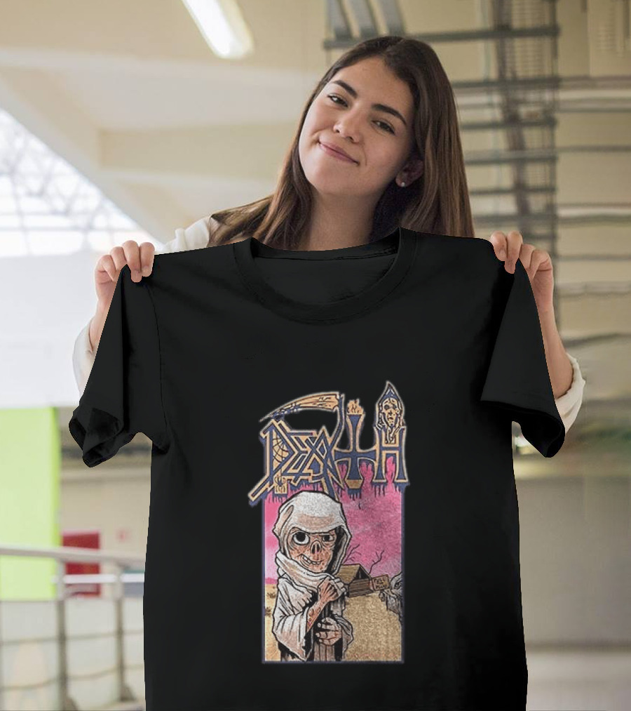 Death Leprosy Album Cover Art Skeleton Monk Desert Scene T-Shirt