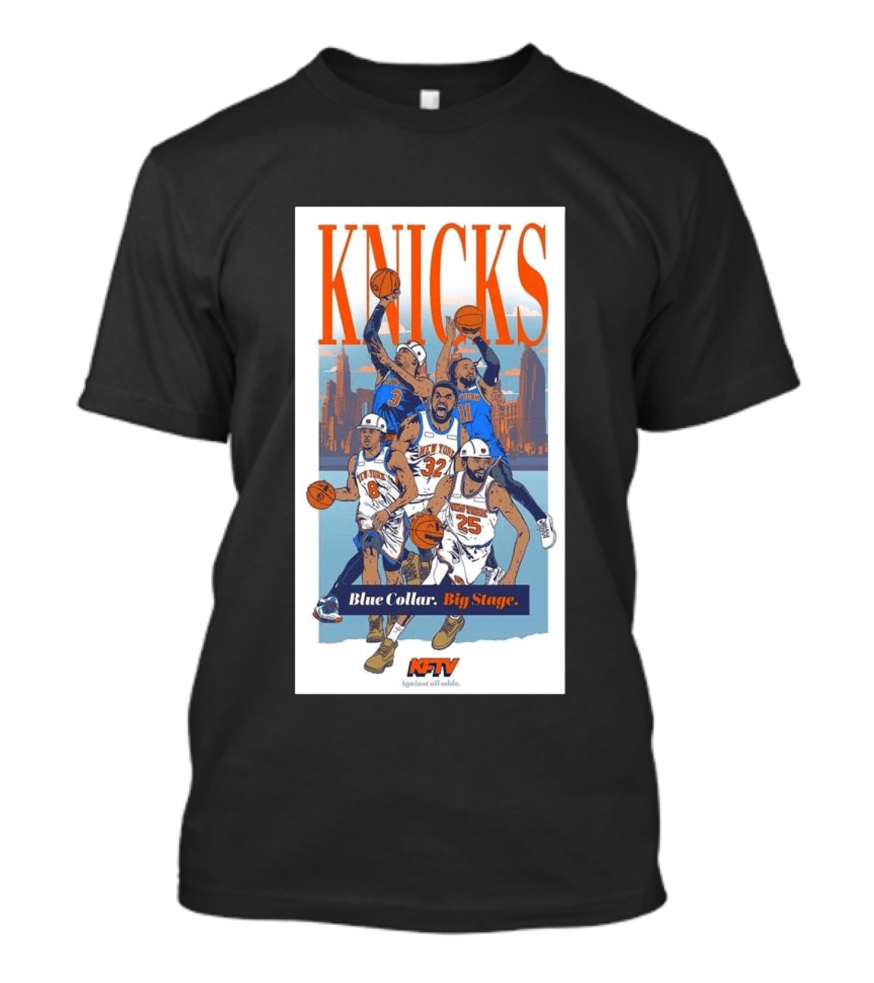 New York Knicks Blue Collar Big Stage Against All Odds Basketball Players T-Shirt