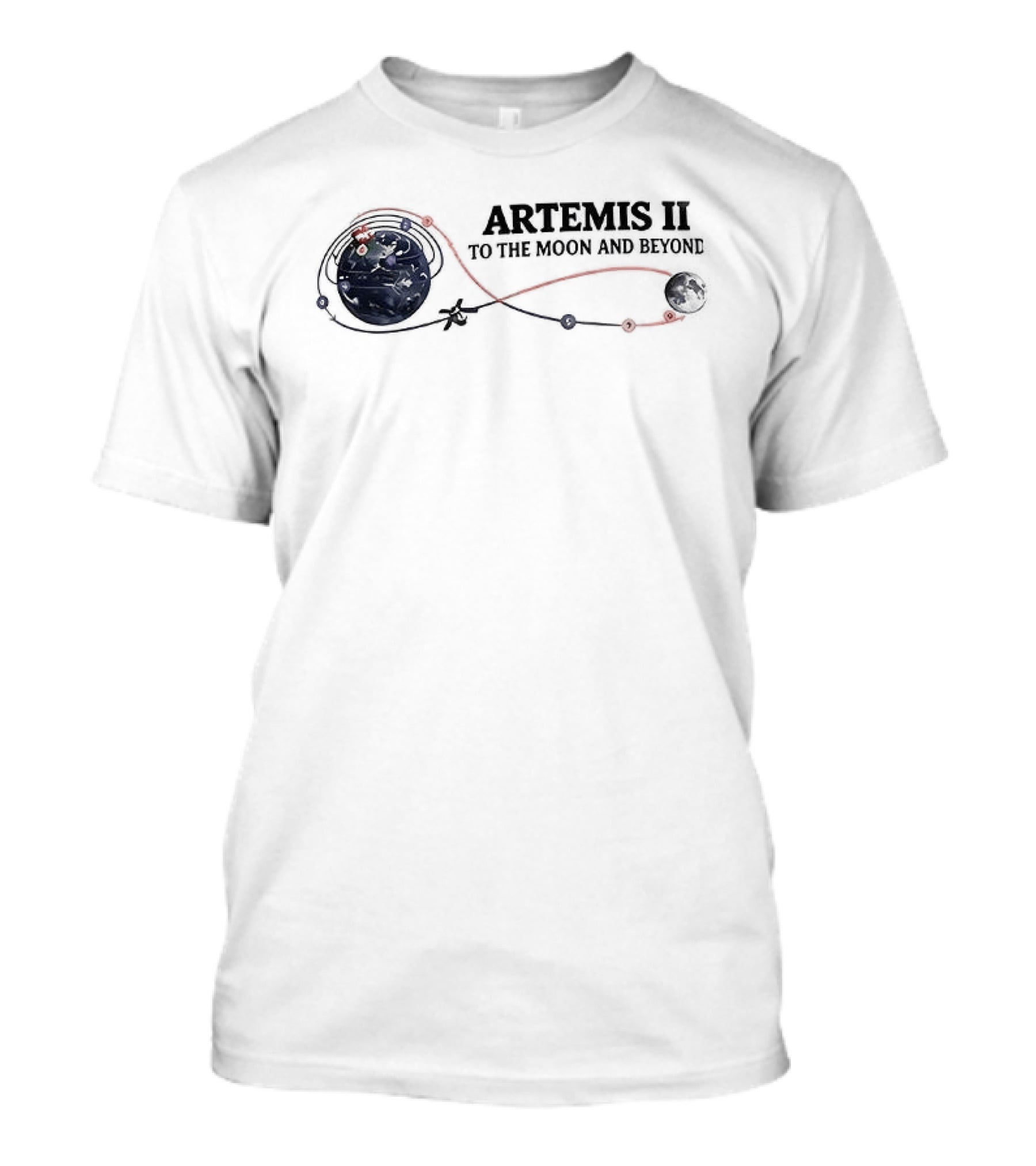 Artemis II 2026 To The Moon And Beyond Spacecraft Flight Path T-Shirt