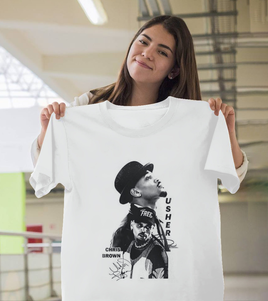 C Brown Usher R&B Tour Cartoon Characters And Signatures T-Shirt