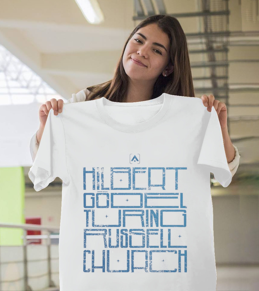 Hilbert Gödel Turing Russell Church Text Block Maze T-Shirt
