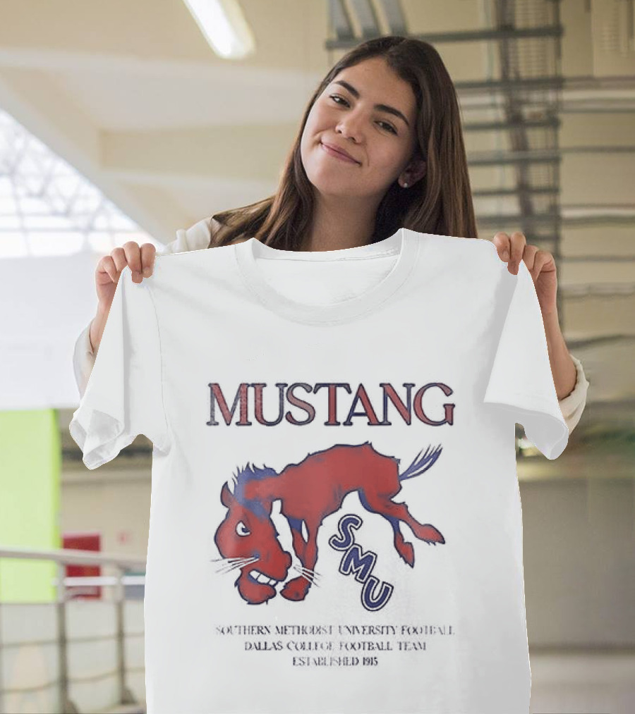 SMU Mustangs Southern Methodist University Red Blue Mustang T-Shirt