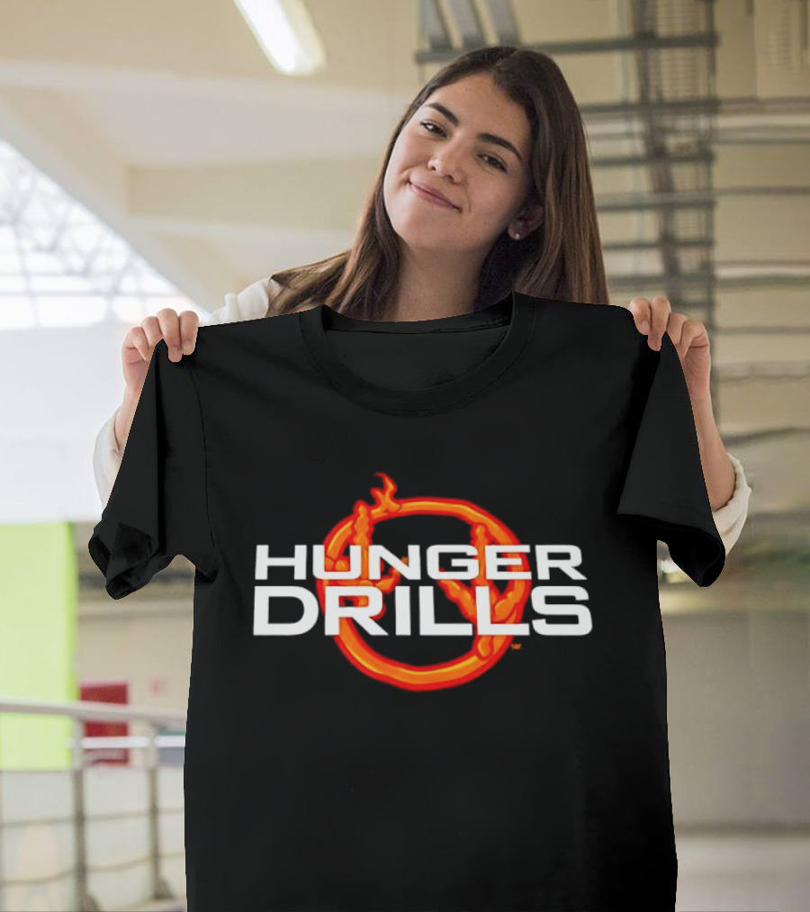 Hunger Drills Exercise Program Flaming Circle T-Shirt