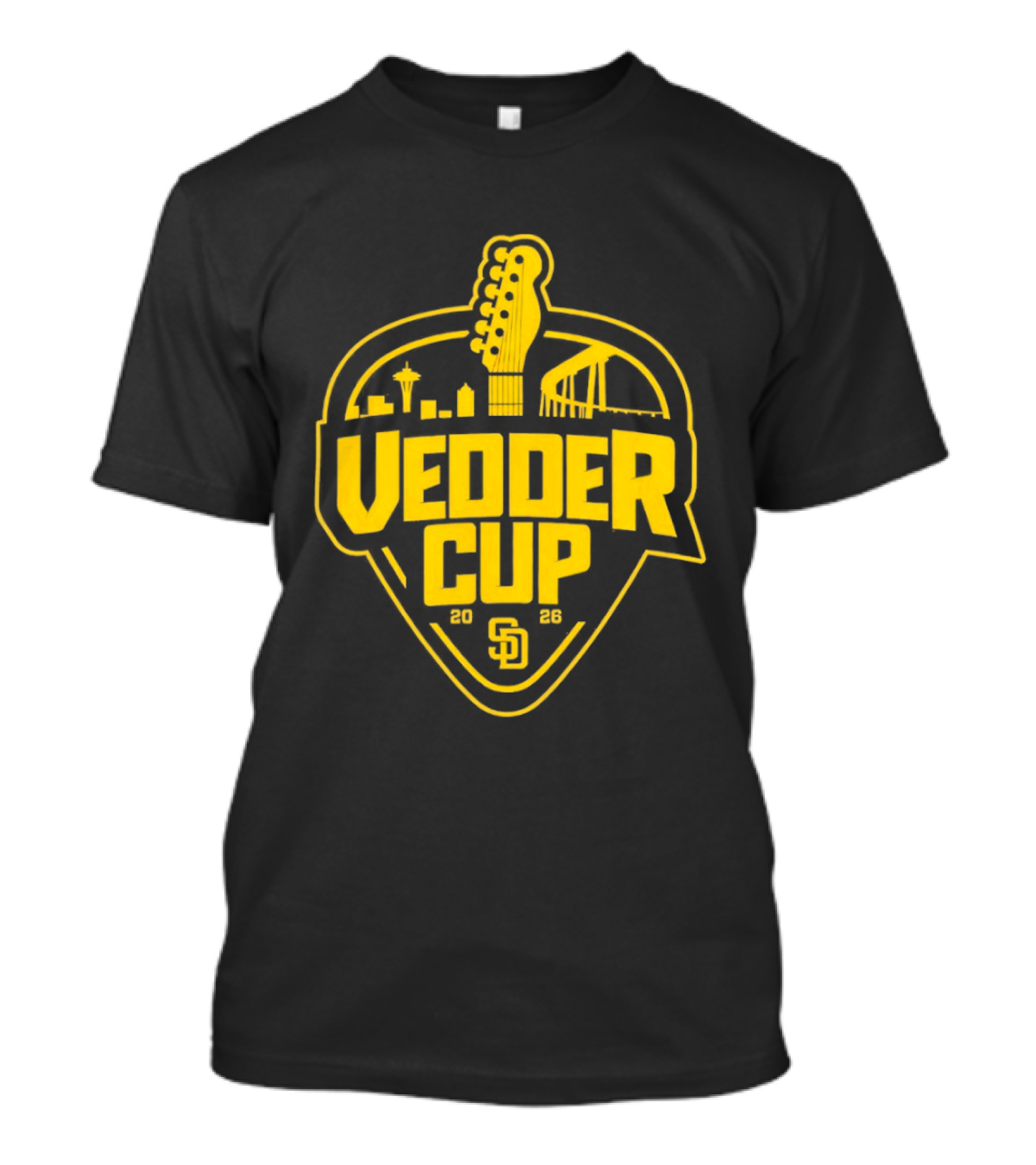 San Diego Padres 2026 Vedder Cup SD Baseball Event City Skyline Guitar T-Shirt