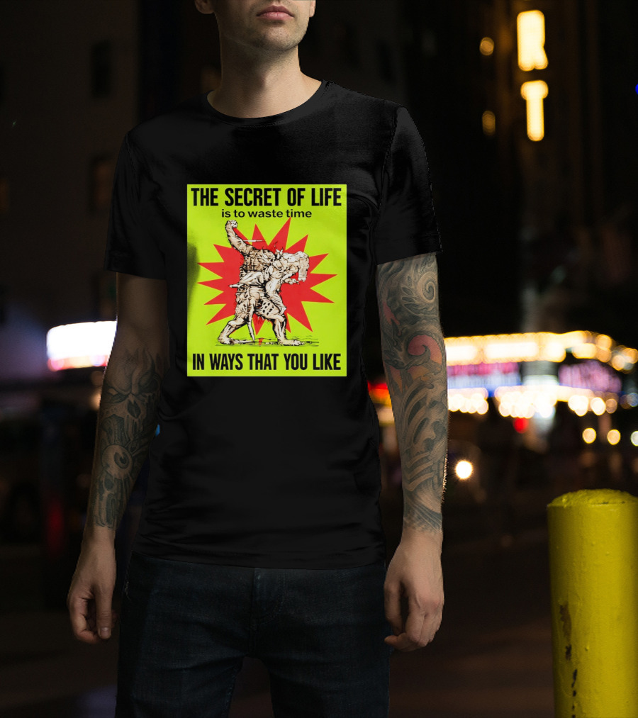 The Secret Of Life Is To Waste Time In Ways That You Like Comic Style Red Burst T-Shirt