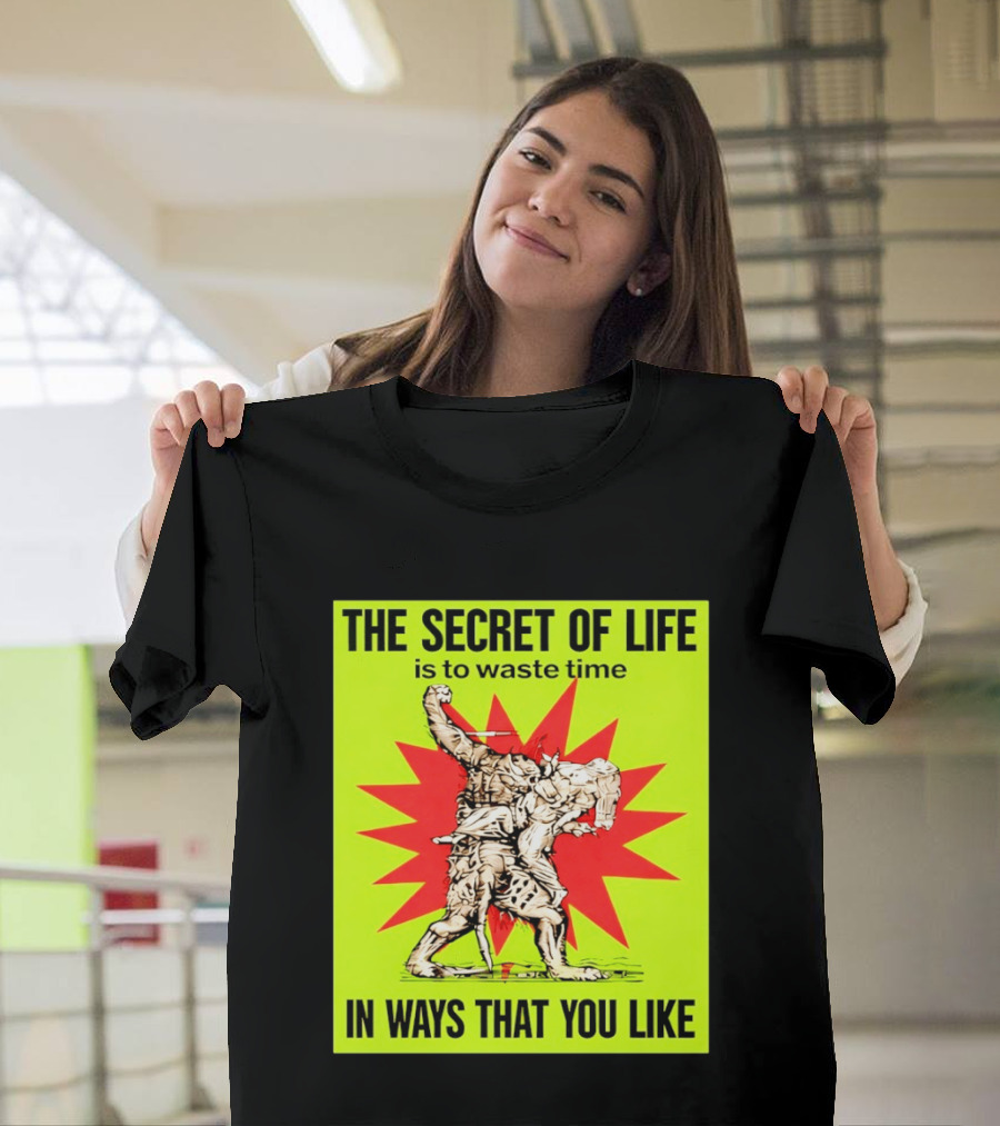 The Secret Of Life Is To Waste Time In Ways That You Like Comic Style Red Burst T-Shirt