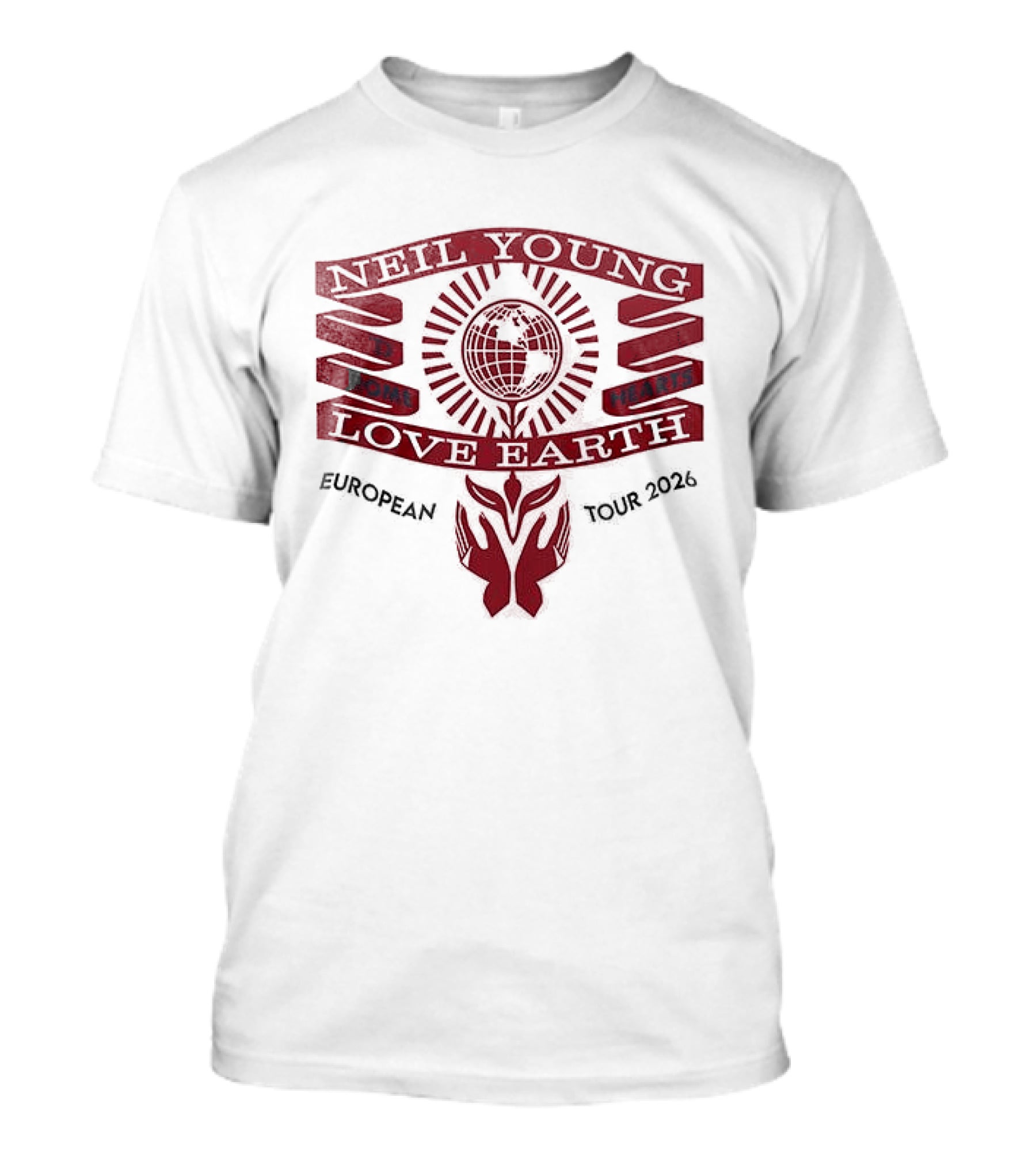 Neil Young Love Earth Hearts And Chrome European Tour 2026 Dates Schedule T-Shirt