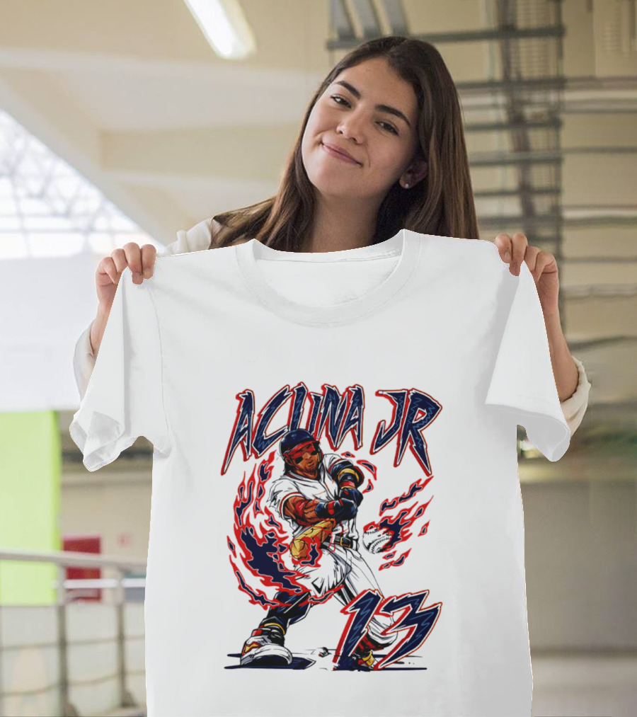 Ronald Acuna Jr Atlanta Braves 13 Hand Drawn Baseball T-Shirt