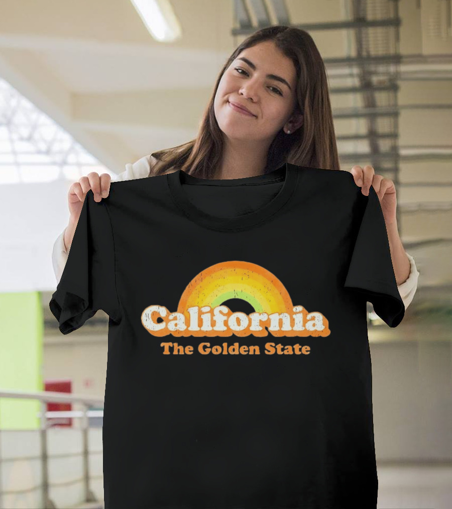California The Golden State Retro Rainbow T-Shirt