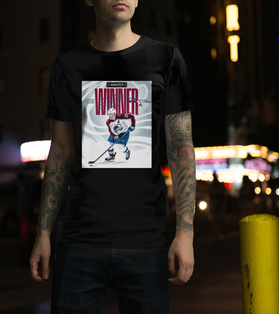 NHL 2026 Awards Rocket Richard Trophy Nathan MacKinnon Winner T-Shirt
