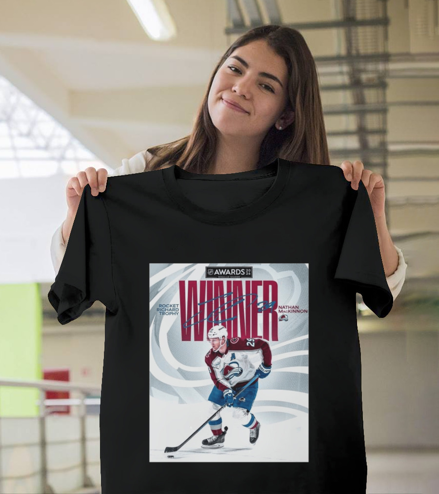 NHL 2026 Awards Rocket Richard Trophy Nathan MacKinnon Winner T-Shirt