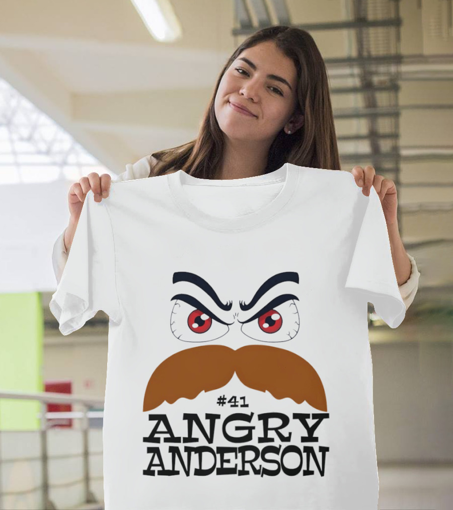 Angry Anderson #41 Big Face Brown Mustache Red Eyes T-Shirt