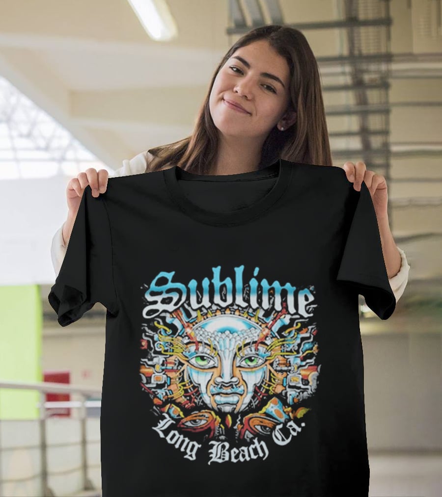Sublime Long Beach CA Psychedelic Sunburst Face T-Shirt