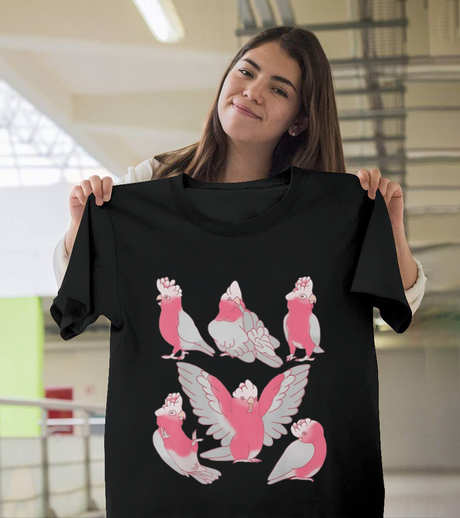 Galah Cockatoo Pink Parrot Birb Cute Cartoon Characters T-Shirt