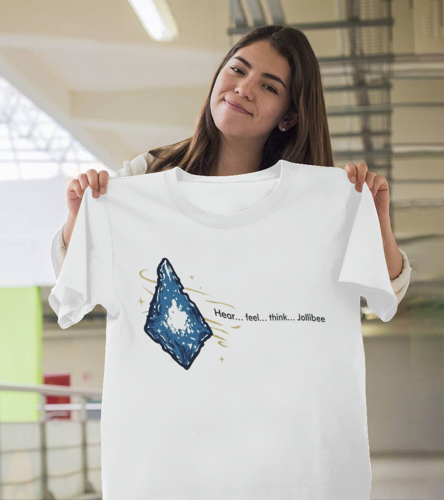 Hear Feel Think Jollibee Blue Crystal Stone T-Shirt