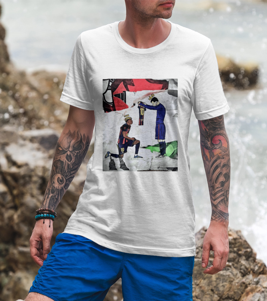Lionel Messi Lamine Yamal Barcelona FC Art Collaboration T-Shirt
