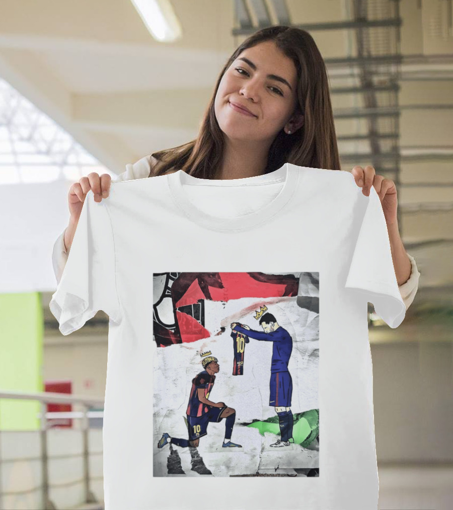 Lionel Messi Lamine Yamal Barcelona FC Art Collaboration T-Shirt