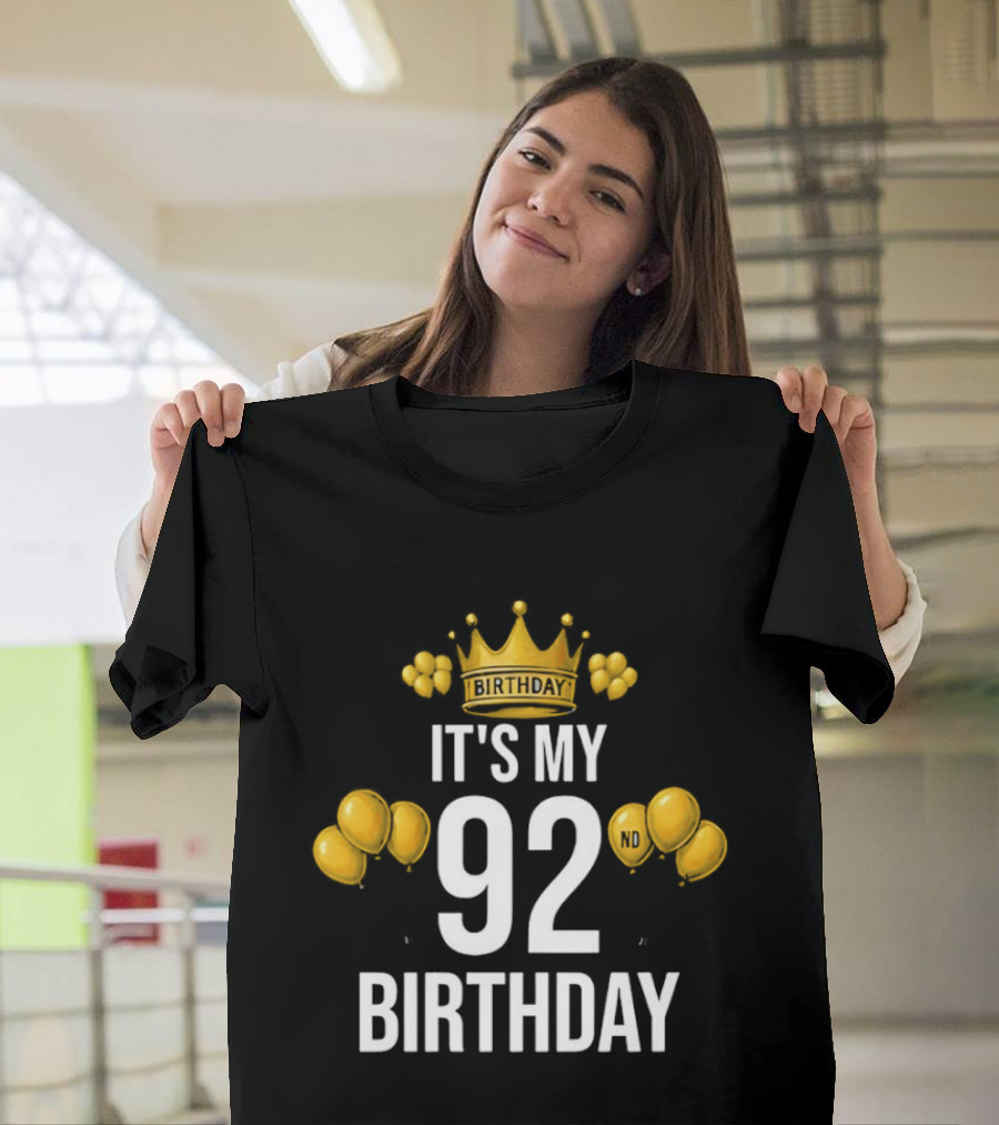 Golden Crown It's My 92nd Birthday Celebration With Paw Prints T-Shirt