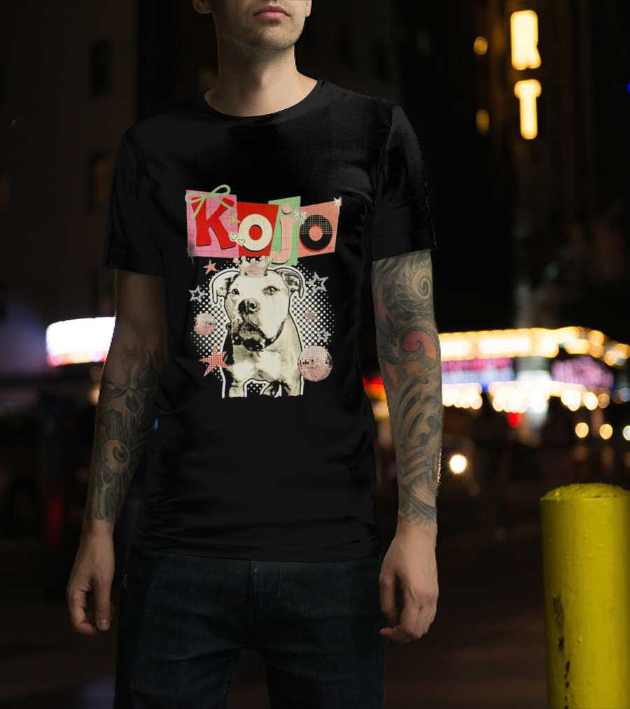 Kojo Dog Crown Retro Style Collage With Hearts And Stars T-Shirt