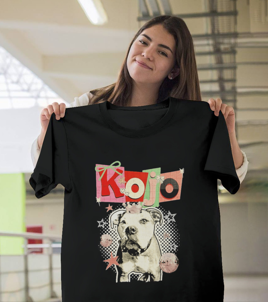 Kojo Dog Crown Retro Style Collage With Hearts And Stars T-Shirt