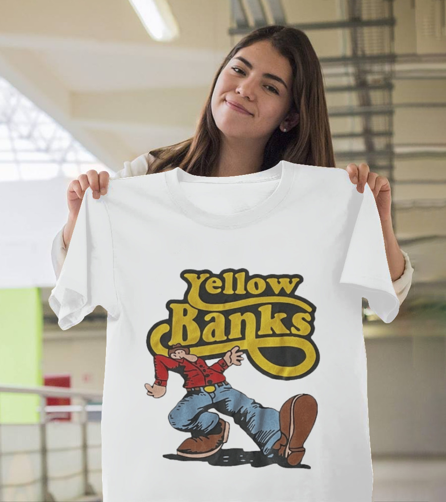 Yellow Banks Retro Cartoon Style Fun T-Shirt