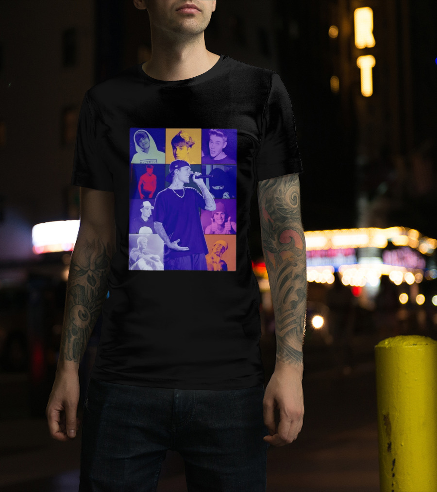Justin Bieber The Eras Tour Concert Retro Photo Collage T-Shirt