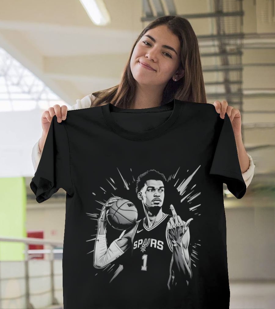 Victor Wembanyama San Antonio Spurs Basketball Middle Finger Bold Hype T-Shirt