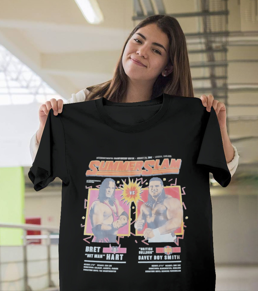 WWE SummerSlam 1992 Bret Hart Vs Davey Boy Smith Ultimate Match T-Shirt