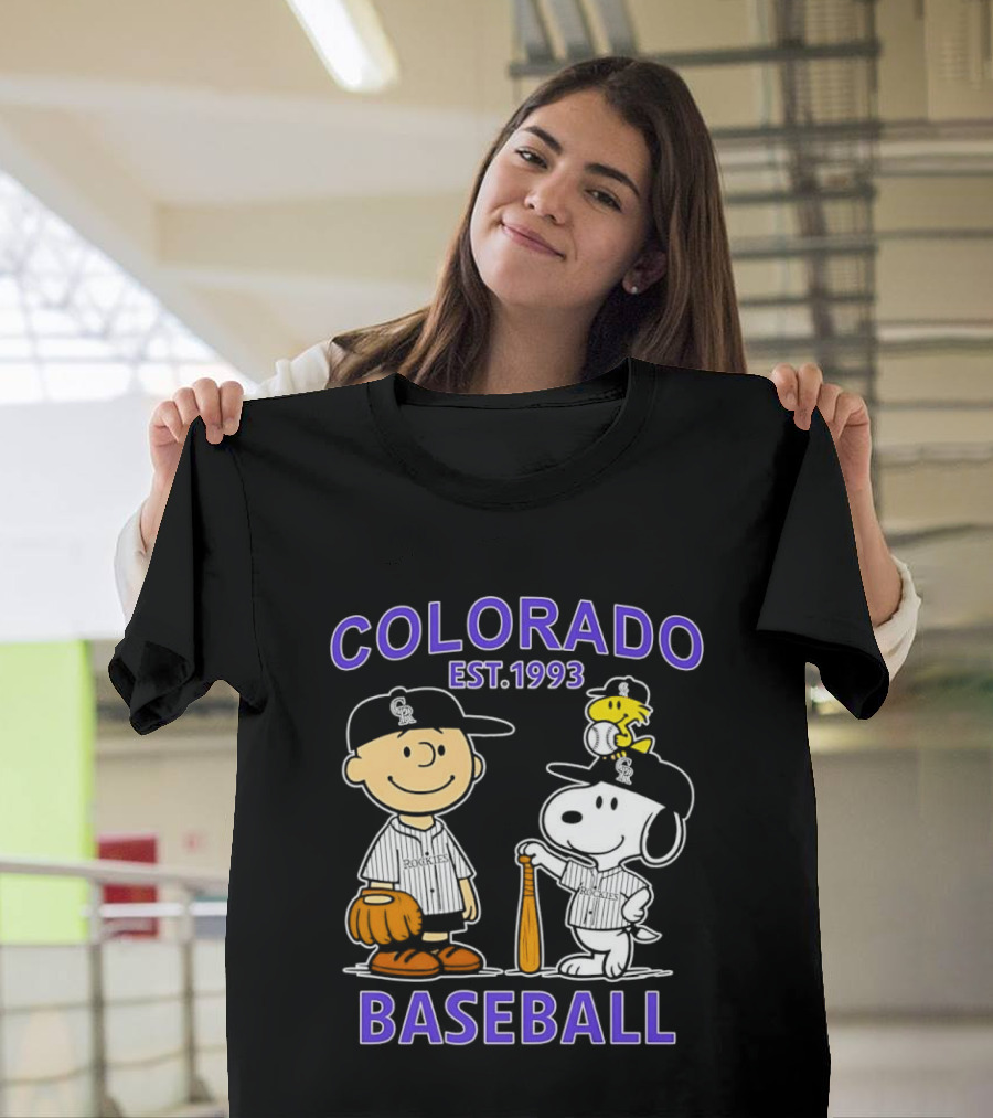 Charlie Brown Snoopy Woodstocks Colorado Baseball EST 1993 T-Shirt