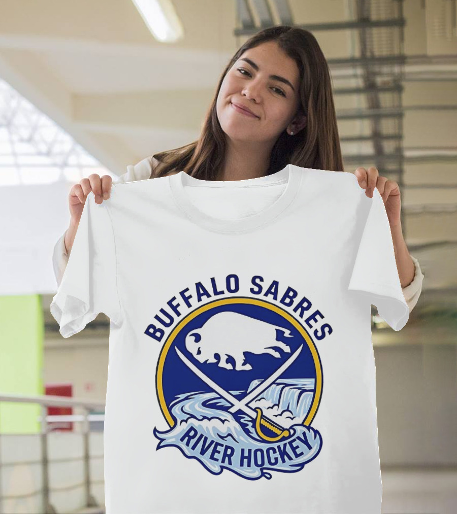 Buffalo Sabres River Hockey White Buffalo And Swords T-Shirt