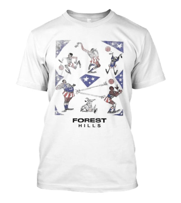 Forest Hills Basketball Cartoon Characters T-Shirt