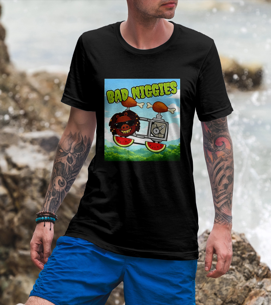 Bad Niggies Angry Birds Parody Flying Pig T-Shirt