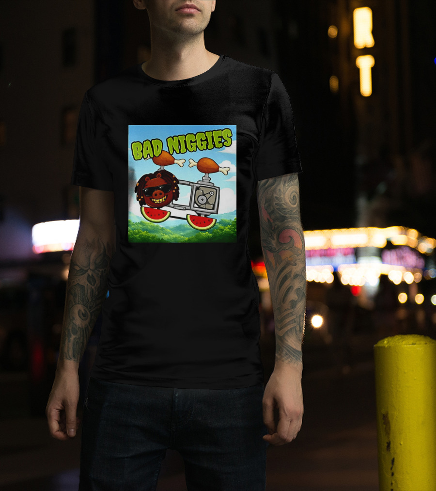 Bad Niggies Angry Birds Parody Flying Pig T-Shirt
