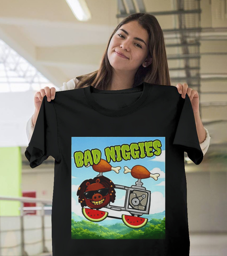 Bad Niggies Angry Birds Parody Flying Pig T-Shirt